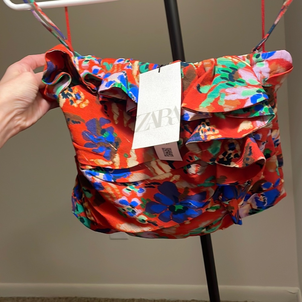 NWT Zara floral crop tank sz.L 200